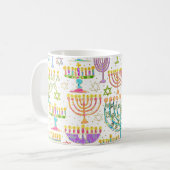 Mug Hanoukka White Gold Menorah Star de David (Devant gauche)