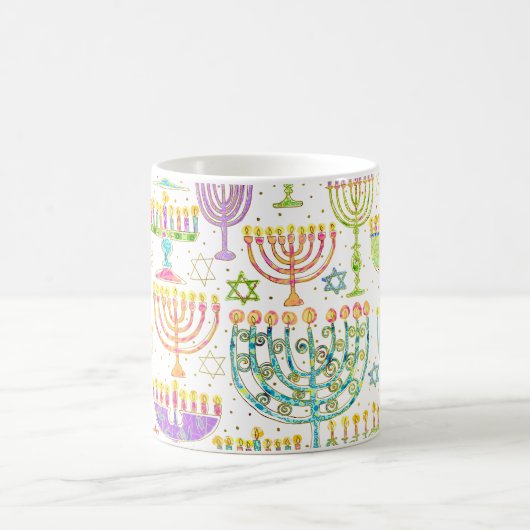 Mug Hanoukka White Gold Menorah Star de David (Centre)