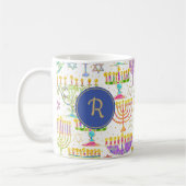 Mug Hanoukka White Gold Menorah Star de David Monogram (Gauche)