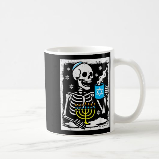 Mug Hanukkah Skeleton Coffee Dreidel Jewish Menorah Ch (Droite)