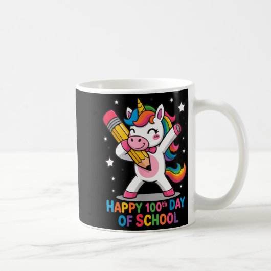 Mug Happy 100th Day Of School Cute Rainbow Unicorn Wom (Droite)