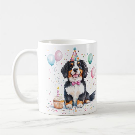 Mug Happy Birthday Bernese Mountain Dog (Gauche)