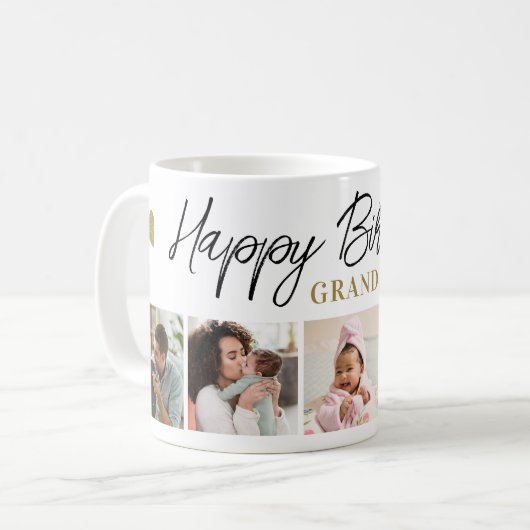 Mug Happy Birthday Grandma 5 Photo Collage Keepsake  (Devant gauche)