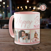 Mug Happy Birthday Nana 5 Photo Collage Pink