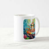 Mug Happy Birthday Octopus Party Hat Watercolor Design (Devant droit)