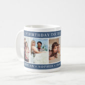 Mug Happy Birthday to Best Dad Ever Photo Collage Blue (Devant gauche)