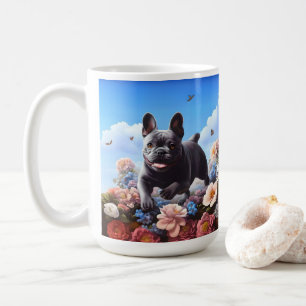 Mug Happy Blue French Bulldog & Flowers