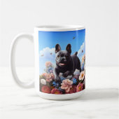 Mug Happy Blue French Bulldog & Flowers (Gauche)
