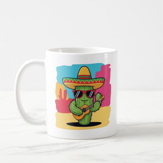 Mug Happy Cactus Fiesta Cartoon – Mexican Desert Fun (Gauche)