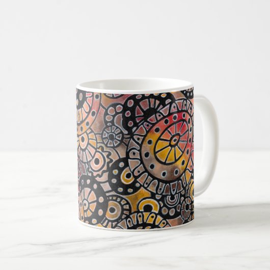 Mug Happy Café Acrylique main peint Rustique moderne (Devant droit)