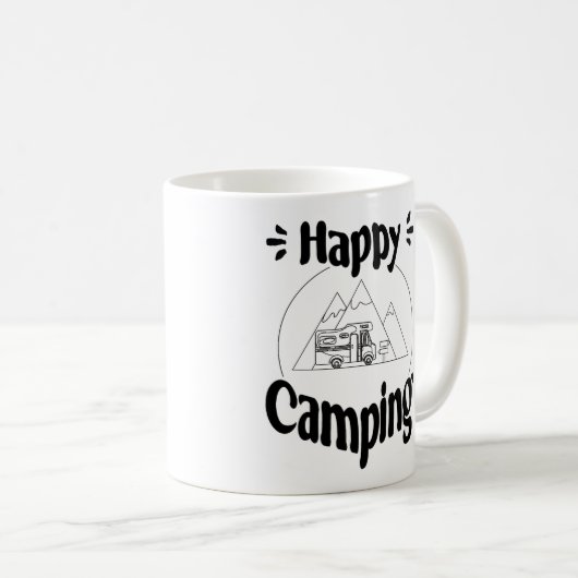 Mug Happy Camping - Joyeux design graphique (Devant droit)