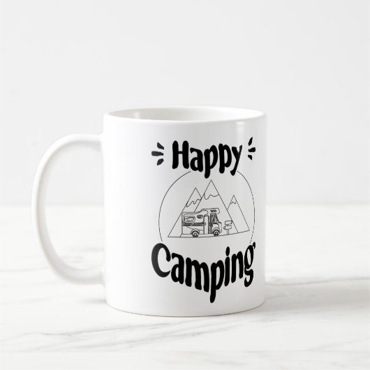 Mug Happy Camping - Joyeux design graphique (Gauche)