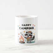 Mug Happy Camping Raccoon, Cartoon de feu de camp mign (Centre)