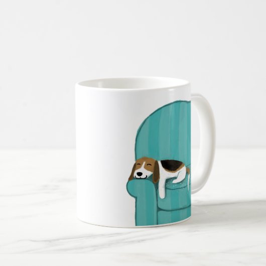 Mug Happy Couch Beagle | Chien dormant mignon | Art po (Devant droit)