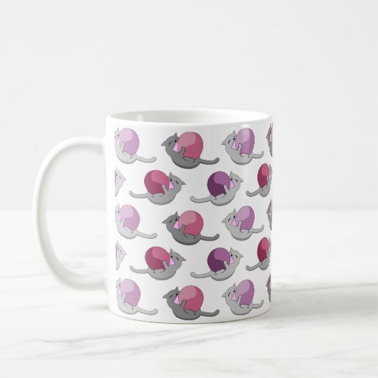 Mug Happy Cute Cats Playing with Balls Pattern (Gauche)
