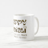 Mug Happy Diwali Salutation Coeurs mignons Typographie (Devant droit)