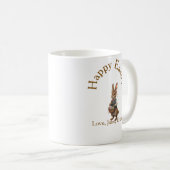 Mug Happy Easter brown bunny with eggs love add name  (Devant droit)