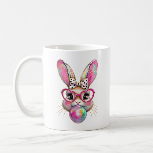 Mug Happy Easter Bunny Coquette Bow Brushstroke Easter (Gauche)