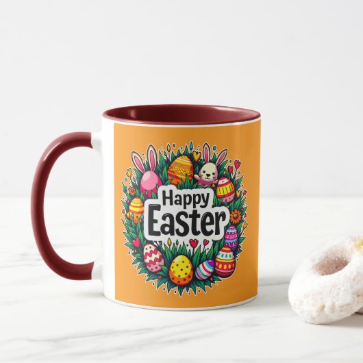 Mug Happy Easter – Colorful Spring Design - caneca (Avec donut)