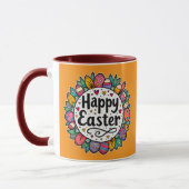 Mug Happy Easter – Decorative Floral Frame - caneca (Gauche)