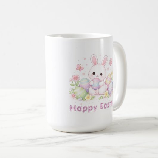 Mug Happy Easter Spring Design - Cute Easter Bunny  (Devant droit)