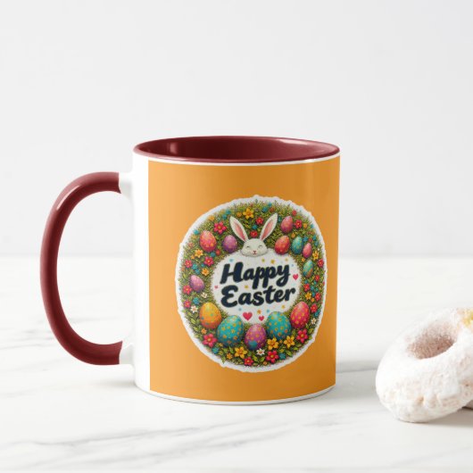 Mug Happy Easter – Spring Floral Circle caneca (Avec donut)