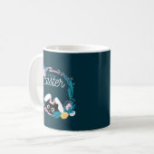 Mug Happy Easter Wreath, Black Cat with bunny ears (Devant gauche)