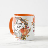 Mug Happy Fall Y'all : Citrouille et Feuille cosy d'au (Devant gauche)