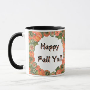 Mug Happy Fall Y'all : Citrouille et Feuille cosy d'au
