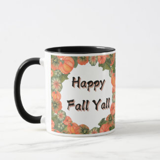 Mug Happy Fall Y'all : Citrouille et Feuille cosy d'au