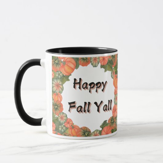 Mug Happy Fall Y'all : Citrouille et Feuille cosy d'au (Gauche)