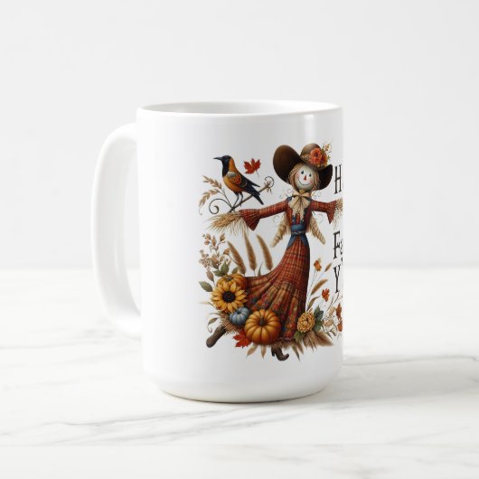 Mug Happy Fall Yall mignon Scarecrow et Autumn Foliing (Devant gauche)