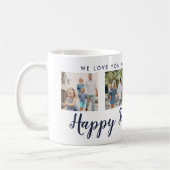 Mug Happy Fête des pères 4 Photo Custom Navy Message (Gauche)