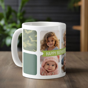 Mug Happy Fête des pères Custom 4 Photo Collage Camo