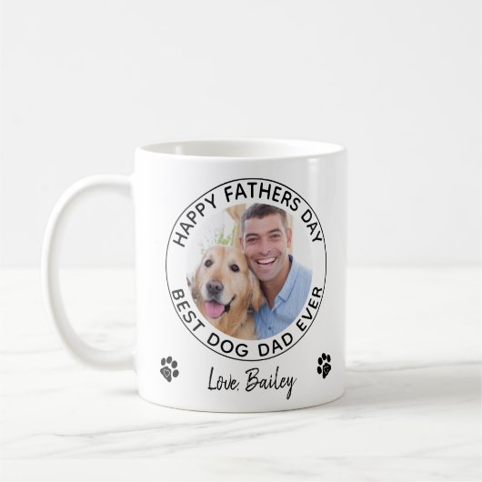 Mug Happy Fête des pères Pet Photo Best Chien Papa (Gauche)