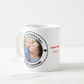 Mug Happy Fête des pères Photo Custom Text Coeurs noir (Devant gauche)