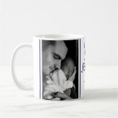 Mug Happy First Father's Day 2 Photo Blue And White (Gauche)