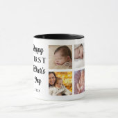 Mug Happy First Father's Day Black 8 Photo Collage Dad (Centre)