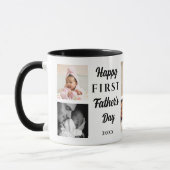 Mug Happy First Father's Day Black 8 Photo Collage Dad (Gauche)