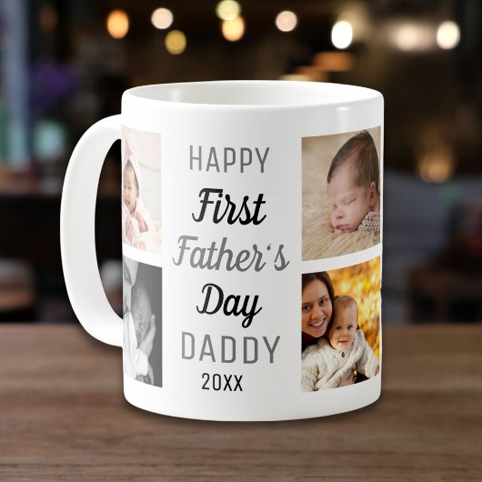 Mug Happy First Father's Day Daddy 8 Photo Collage