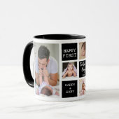 Mug Happy First Fête des pères 5 Photo Collage noir (Devant gauche)