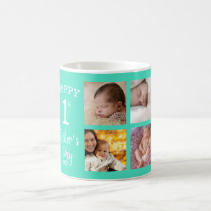 Mug Happy First Fête des pères 8 photo Collage vert