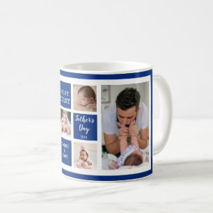 Mug Happy First Fête des pères Blue 5 Photo Collage