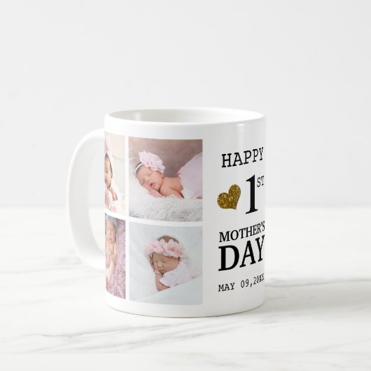 Mug Happy First Mother's Day 5 Photo Collage (Devant gauche)