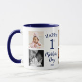 Mug Happy First Mother's Day 8 Photo Collage Navy Blue (Gauche)