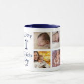 Mug Happy First Mother's Day 8 Photo Collage Navy Blue (Centre)