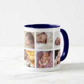 Mug Happy First Mother's Day 8 Photo Collage Navy Blue (Devant droit)