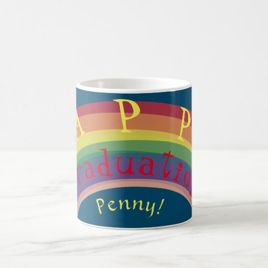 Mug "Happy Graduation !" Texte Rainbow personnalisé (Centre)