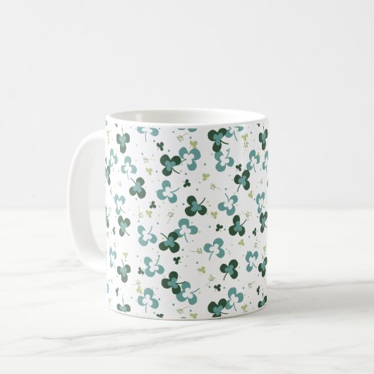 Mug Happy Green Clover Feuille Motif d'art III (Devant gauche)