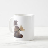 Mug Happy Grey Hippo tenant Daisy, mignonne Love Photo (Devant gauche)